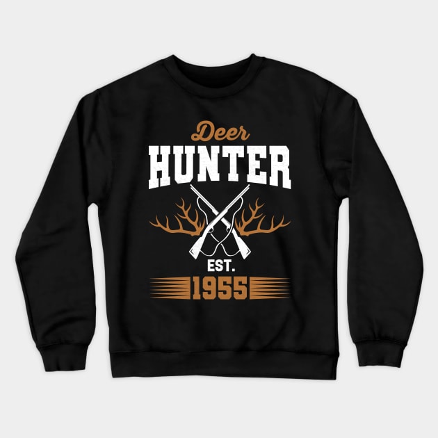 Gifts for 66 Year Old Deer Hunter 1955 Hunting 66th Birthday Gift Ideas Crewneck Sweatshirt by uglygiftideas